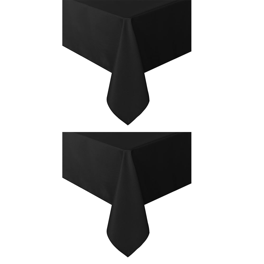 Set of 2 Stain and Wrinkle Resistant Fitable Black Table Cloth Rectangle 52x70 Inch, Reusable and Washable Polyester Fabric Table Covers for Party, Wedding and Banquet Decoration