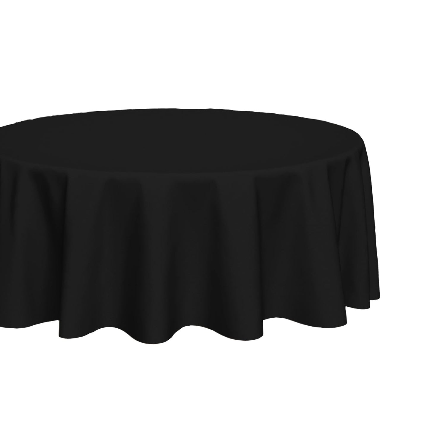 Wrinkle Resistant Fabric Dining Tablecloth 60 Inch Round, Solid Black Table Cover for Kitchen Outside Party