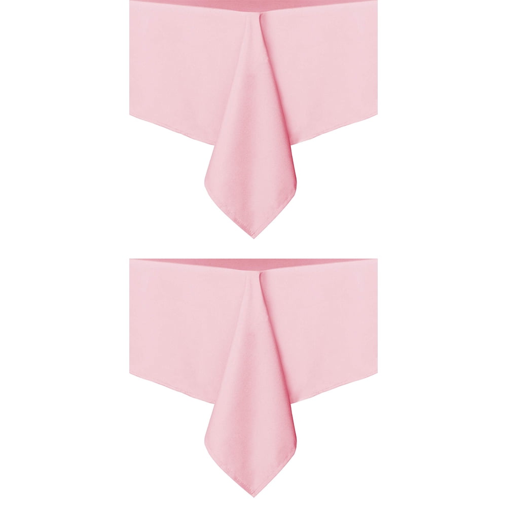 Set of 2 Stain and Wrinkle Resistant Fitable Pink Table Cloth Rectangle 60x84 Inch, Reusable and Washable Polyester Fabric Table Covers for Party, Wedding and Banquet Decoration