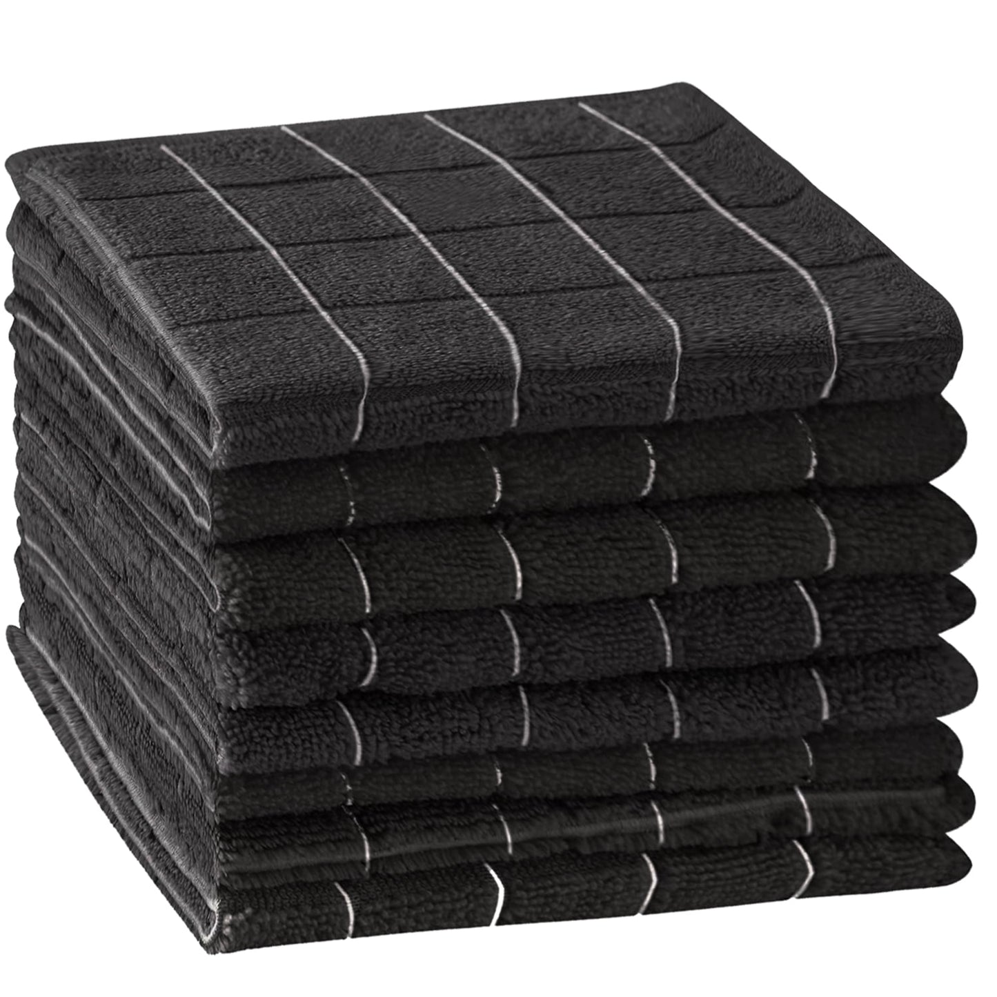 Microfiber Dish Towels Soft and Super Absorbent 12x12 Inch Set of 6 Home Kitchen Hand Towels Black