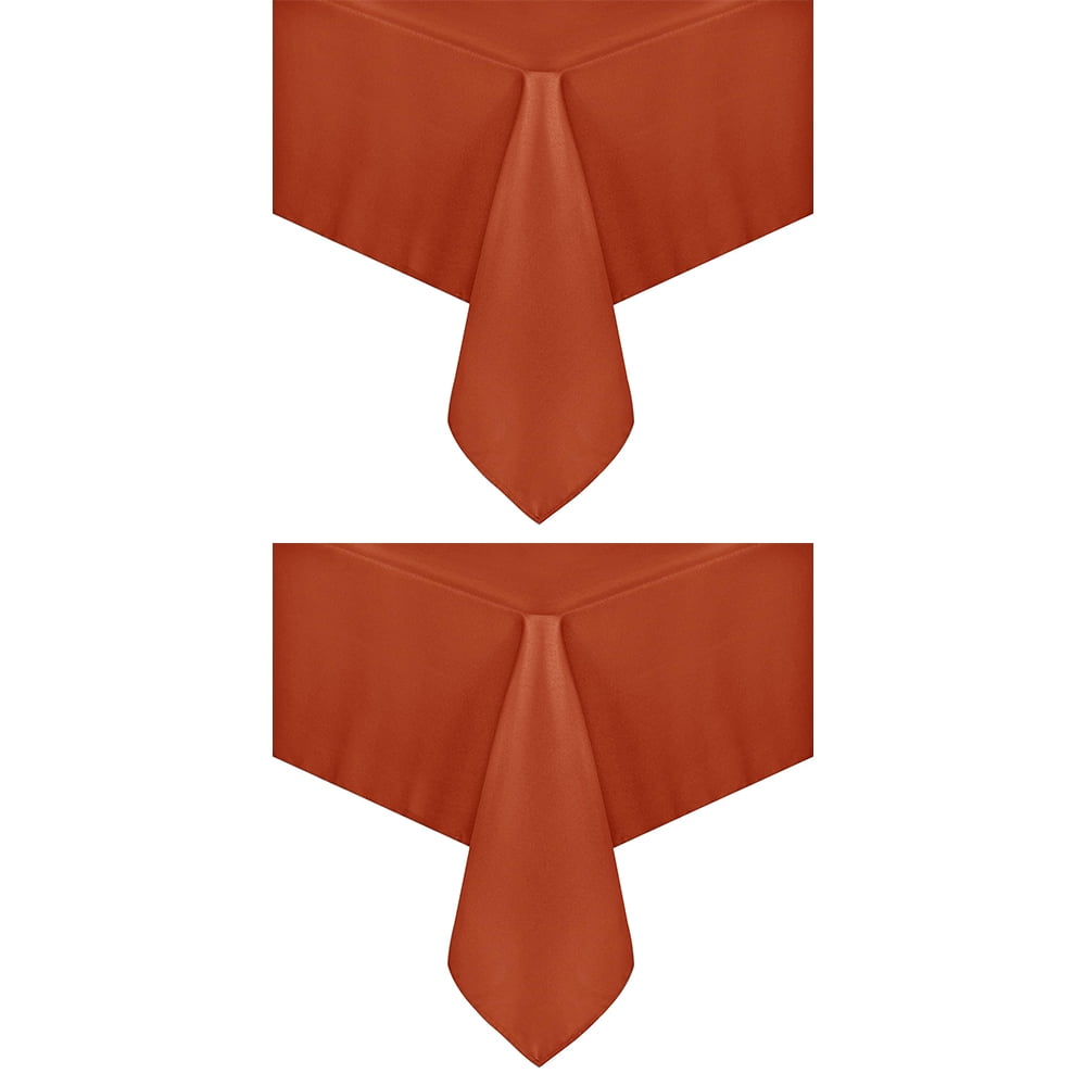 Set of 2 Stain and Wrinkle Resistant Fitable Hunter Rust Table Cloth Rectangle 60x104 Inch, Reusable and Washable Polyester Fabric Table Covers for Party, Wedding and Banquet Decoration