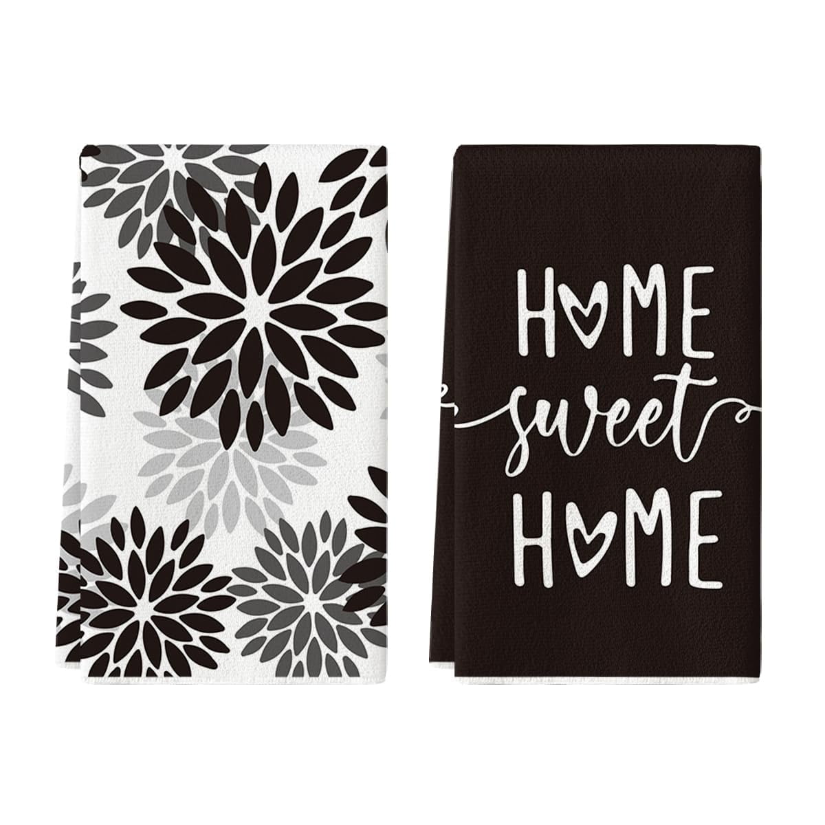 Black Dahlia Flower Halloween Tea Towels, 2 Count