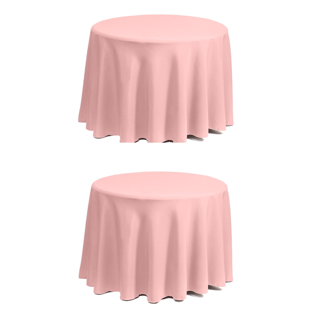 Set of 2 Stain and Wrinkle Resistant Fitable Pink Table Cloth 70 Inch Round, Reusable and Washable Polyester Fabric Table Covers for Party, Wedding and Banquet Decoration