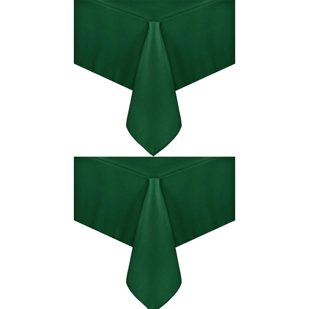 Set of 2 Stain and Wrinkle Resistant Fitable Hunter Green Table Cloth Rectangle 52x70 Inch, Reusable and Washable Polyester Fabric Table Covers for Party, Wedding and Banquet Decoration