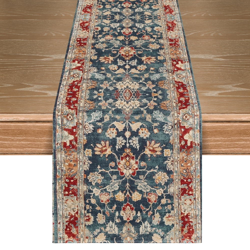 Boho Bohemian Table Runner, Rustic Farmhouse Kitchen Dining Table Decoration 13x72 Inch
