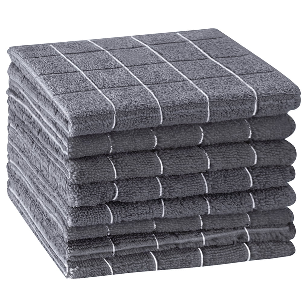 Microfiber Dish Towels Soft and Super Absorbent 12x12 Inch Set of 6 Home Kitchen Hand Towels Grey
