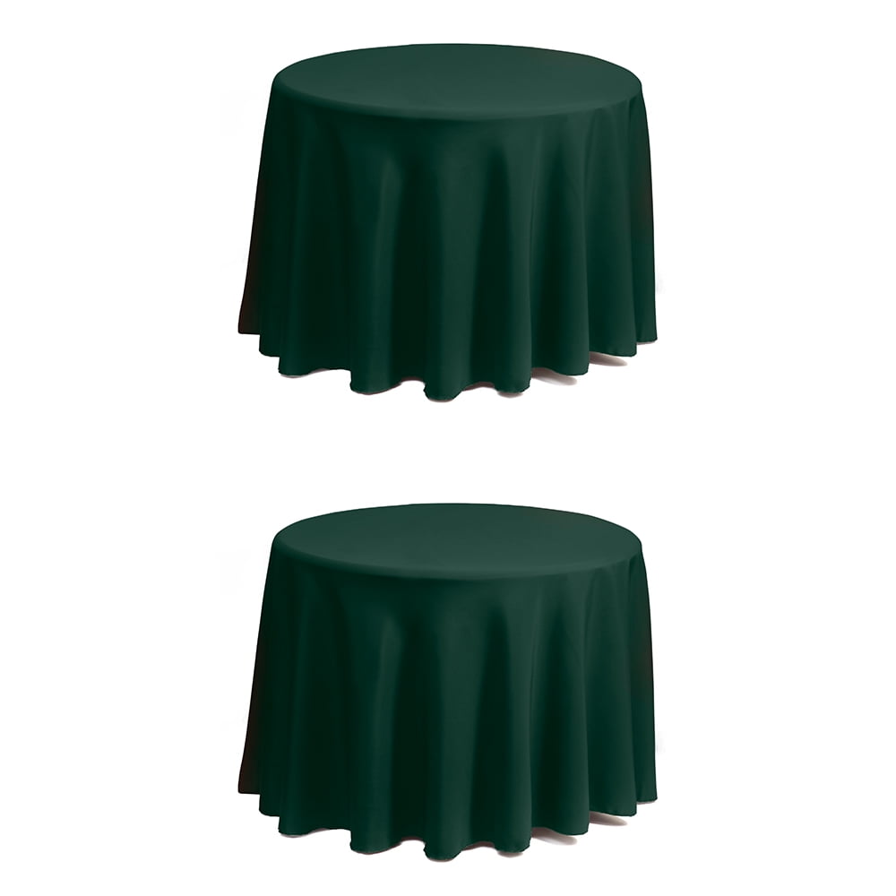Set of 2 Stain and Wrinkle Resistant Fitable Hunter Green Table Cloth 60 Inch Round, Reusable and Washable Polyester Fabric Table Covers for Party, Wedding and Banquet Decoration