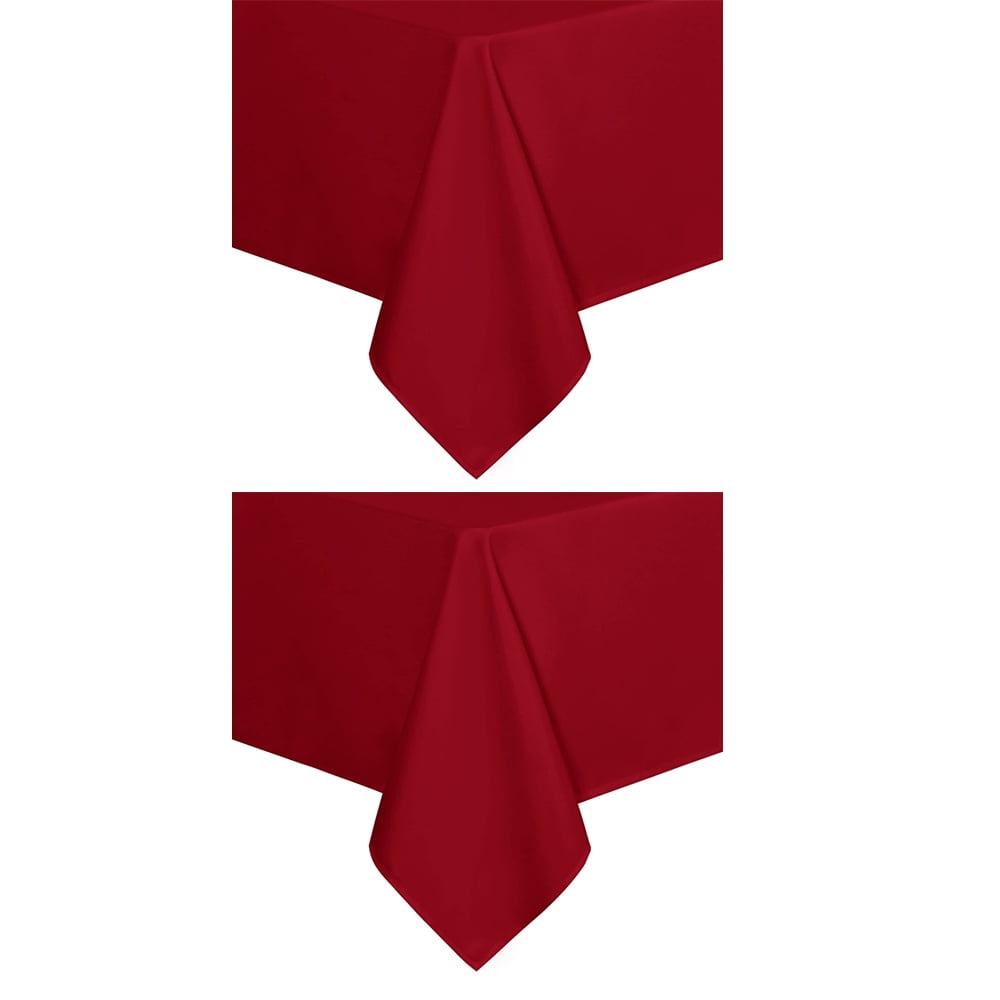Set of 2 Stain and Wrinkle Resistant Fitable Red Table Cloth Rectangle 52x70 Inch, Reusable and Washable Polyester Fabric Table Covers for Party, Wedding and Banquet Decoration