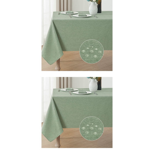 Set of 2 Stain and Wrinkle Resistant Fitable Fern Green Table Cloth Square 60x60 Inch, Reusable and Washable Polyester Fabric Table Covers for Party, Wedding and Banquet Decoration