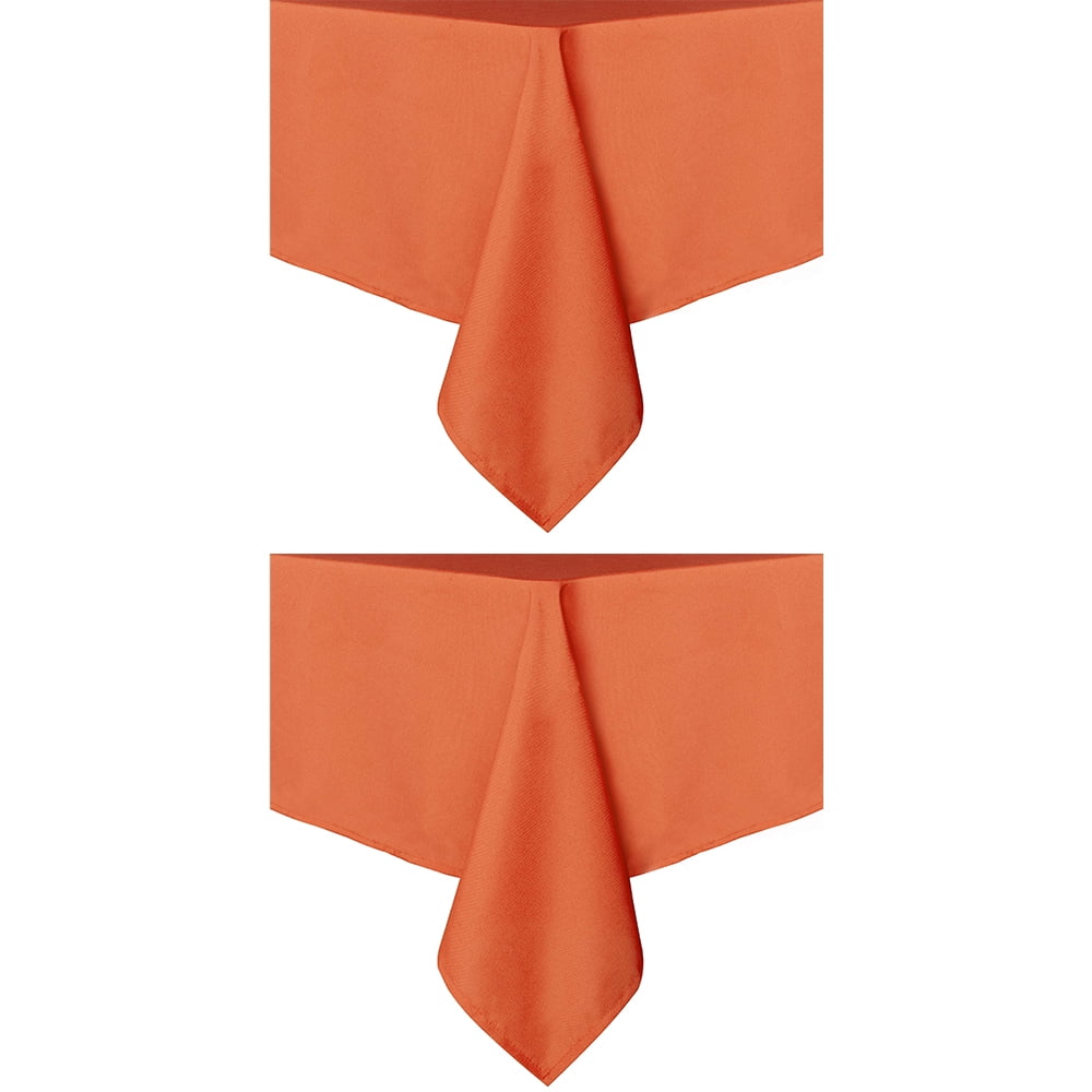Set of 2 Stain and Wrinkle Resistant Fitable Orange Table Cloth Rectangle 52x70 Inch, Reusable and Washable Polyester Fabric Table Covers for Party, Wedding and Banquet Decoration
