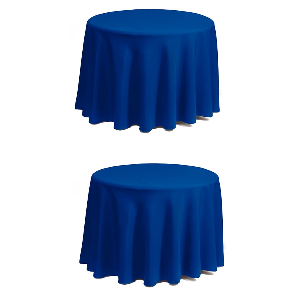 Set of 2 Stain and Wrinkle Resistant Fitable Navy Blue Table Cloth 60 Inch Round, Reusable and Washable Polyester Fabric Table Covers for Party, Wedding and Banquet Decoration