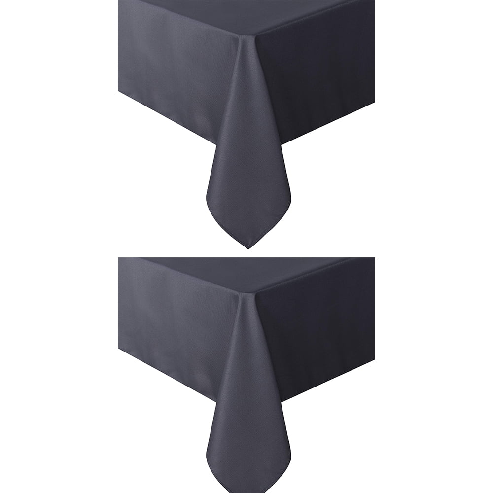 Set of 2 Stain and Wrinkle Resistant Fitable Gray Table Cloth Rectangle 60x140 Inch, Reusable and Washable Polyester Fabric Table Covers for Party, Wedding and Banquet Decoration