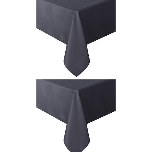 Set of 2 Stain and Wrinkle Resistant Fitable Gray Table Cloth Rectangle 60x104 Inch, Reusable and Washable Polyester Fabric Table Covers for Party, Wedding and Banquet Decoration