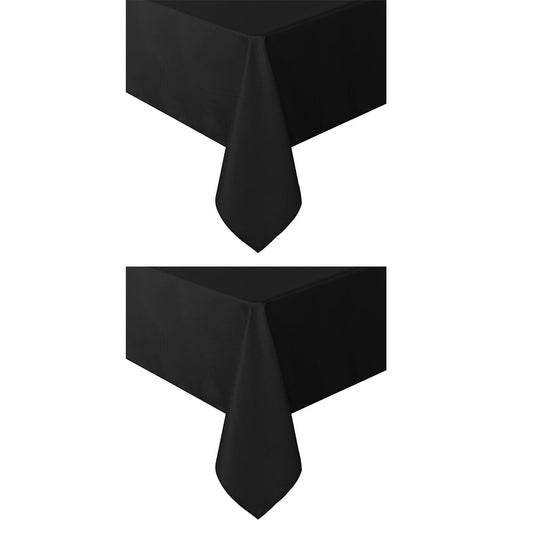 Set of 2 Stain and Wrinkle Resistant Fitable Black Table Cloth Square 60x60 Inch, Reusable and Washable Polyester Fabric Table Covers for Party, Wedding and Banquet Decoration