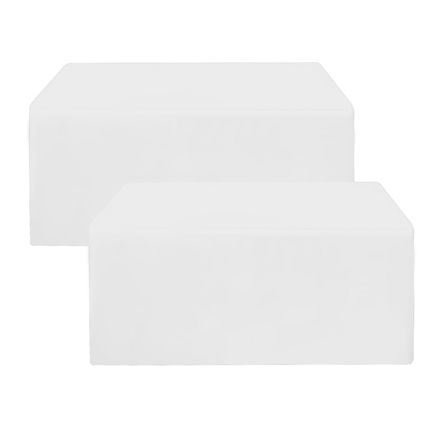 Set of 2 Stain and Wrinkle Resistant Fitable White Table Cloth Rectangle 60x140 Inch, Reusable and Washable Polyester Fabric Table Covers for Party, Wedding and Banquet Decoration