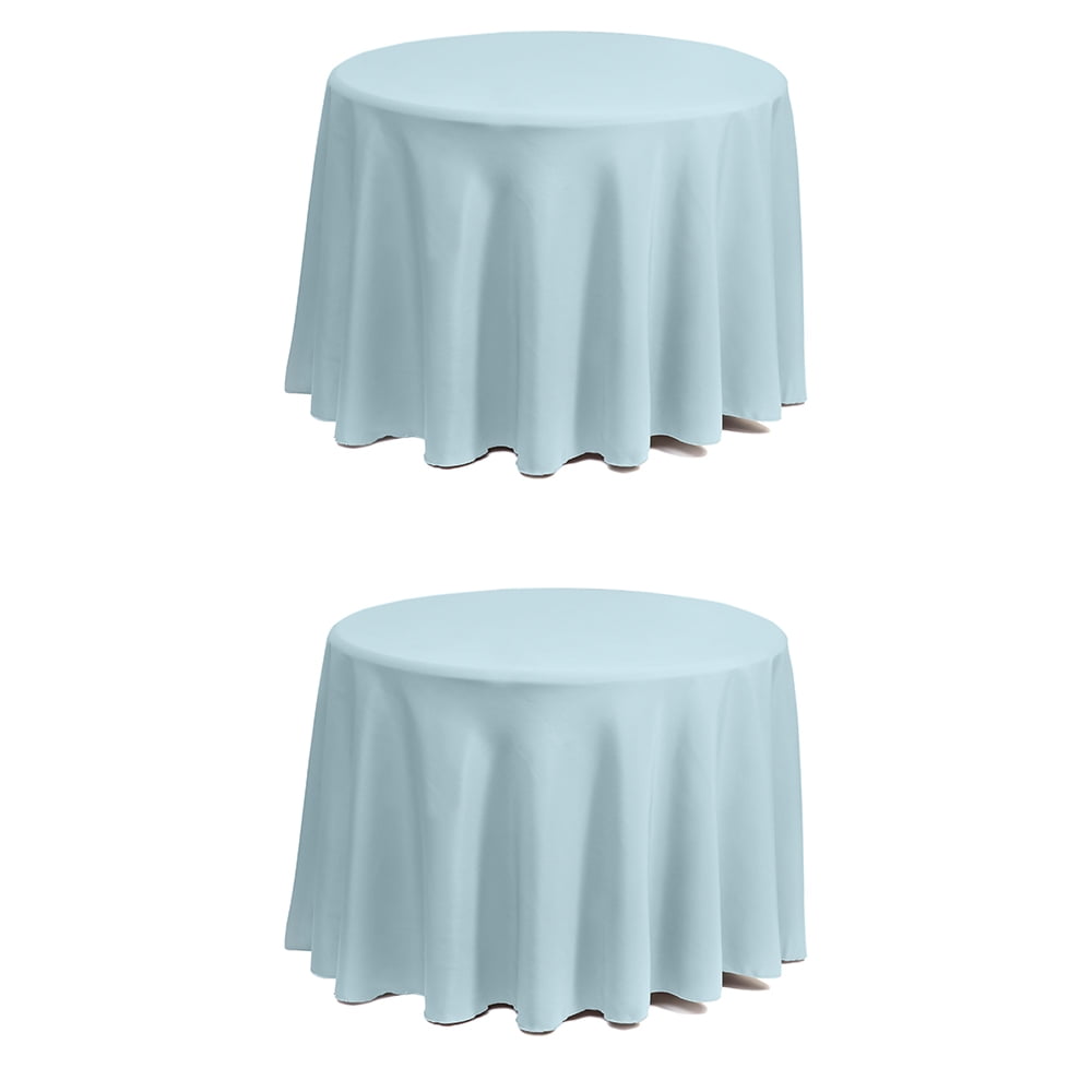 Set of 2 Stain and Wrinkle Resistant Fitable Aqua Table Cloth 60 Inch Round, Reusable and Washable Polyester Fabric Table Covers for Party, Wedding and Banquet Decoration