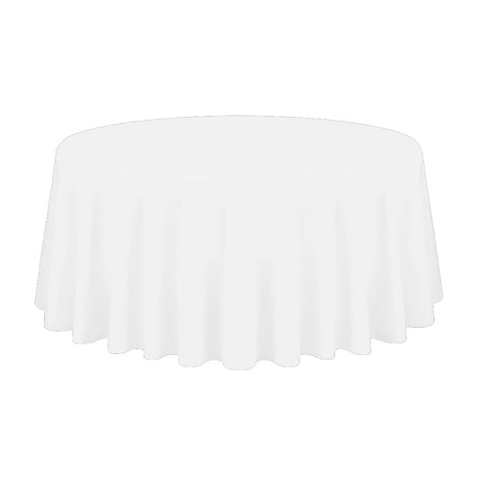 Stain and Wrinkle Resistant Fitable White Table Cloth 70 Inch Round, Reusable and Washable Polyester Fabric Table Covers for Party, Wedding and Banquet Decoration