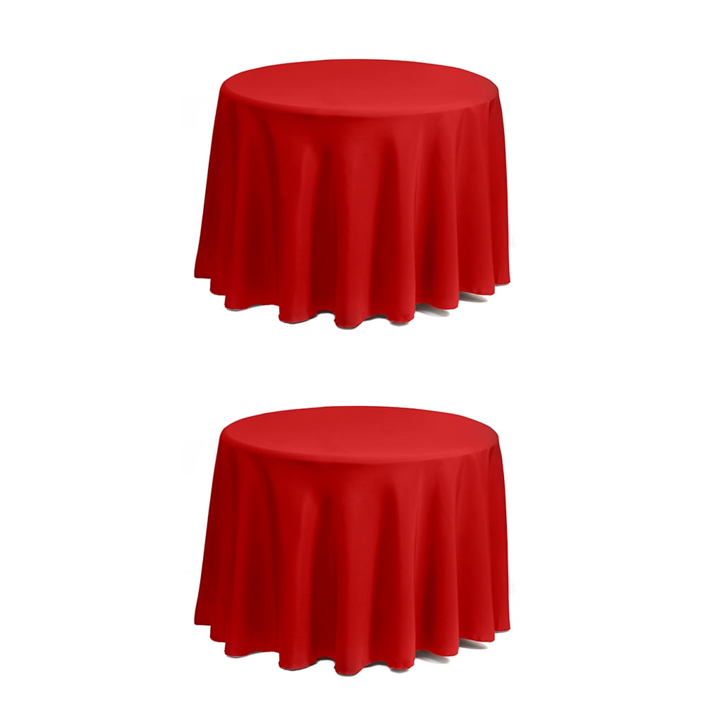 Set of 2 Stain and Wrinkle Resistant Fitable Red Table Cloth 60 Inch Round, Reusable and Washable Polyester Fabric Table Covers for Party, Wedding and Banquet Decoration