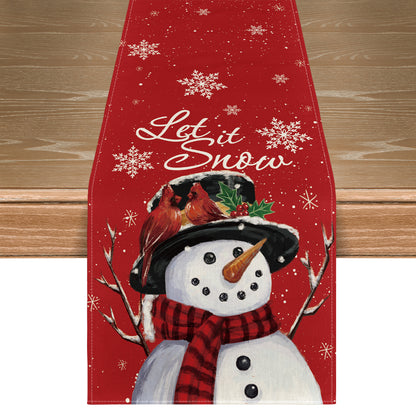 Artoid Mode Red Snowman Let It Snow Winter Table Runner, Seasonal Christmas Kitchen Dining Table Decoration for Home Party Indoor 13x72 Inch