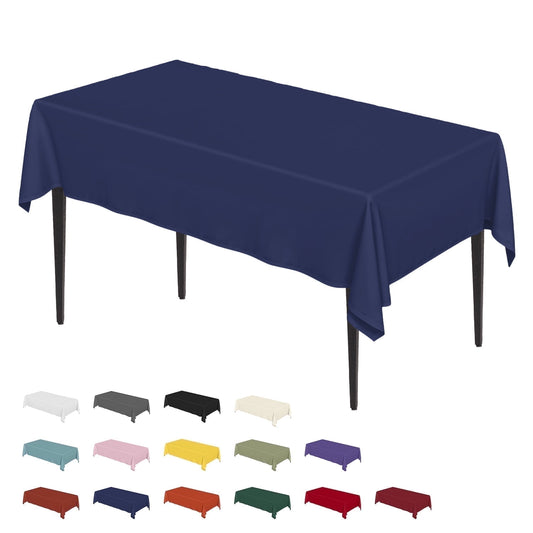 Stain and Wrinkle Resistant Fitable Navy Blue Table Cloth Rectangle 60x84 Inch, Reusable and Washable Polyester Fabric Table Covers for Party, Wedding and Banquet Decoration 4ft Table