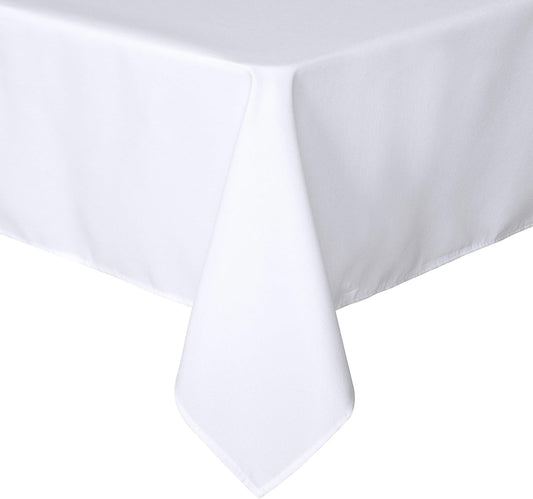 Square Tablecloth White - 60 x 60 Inch, Decorative Fabric Table Cover for Dining Table