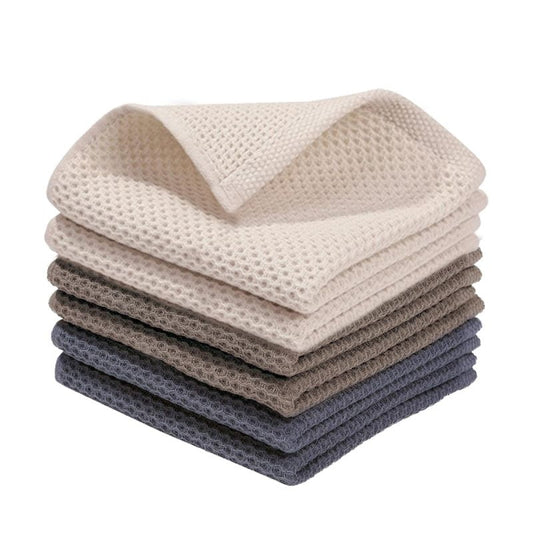 100% Cotton Waffle Dishcloth, Tan and Beige, 6 Pack Soft Absorbent Quick Dry Kitchen Towels Cleaning Towels 12x12 Inch
