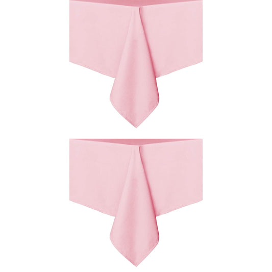 Set of 2 Stain and Wrinkle Resistant Fitable Pink Table Cloth Rectangle 60x140 Inch, Reusable and Washable Polyester Fabric Table Covers for Party, Wedding and Banquet Decoration