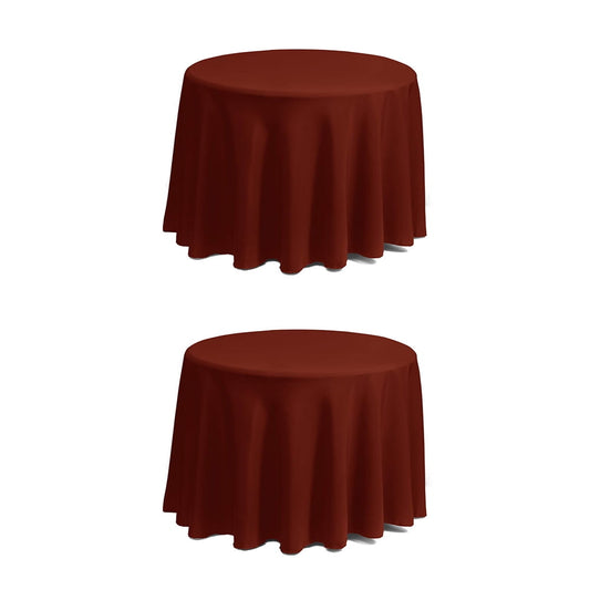 Set of 2 Stain and Wrinkle Resistant Fitable Hunter Rust Table Cloth 60 Inch Round, Reusable and Washable Polyester Fabric Table Covers for Party, Wedding and Banquet Decoration