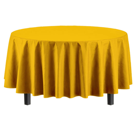 Stain and Wrinkle Resistant Fitable Yellow Table Cloth 60 Inch Round, Reusable and Washable Polyester Fabric Table Covers for Party, Wedding and Banquet Decoration
