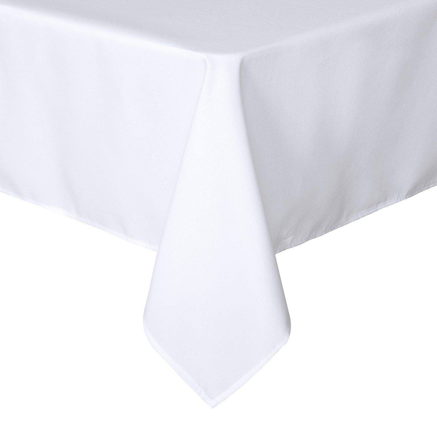 Wrinkle Resistant Fabric Dining Tablecloth 60 x 84 Inch, Solid White Table Cover for Kitchen Outside Party
