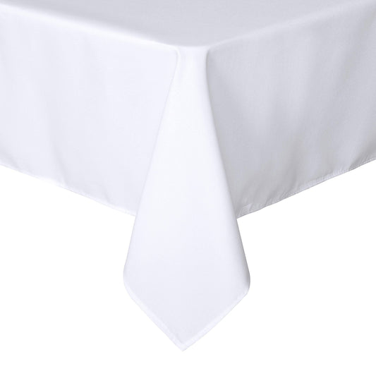 Wrinkle Resistant Fabric Dining Tablecloth 60 x 84 Inch, Solid White Table Cover for Kitchen Outside Party