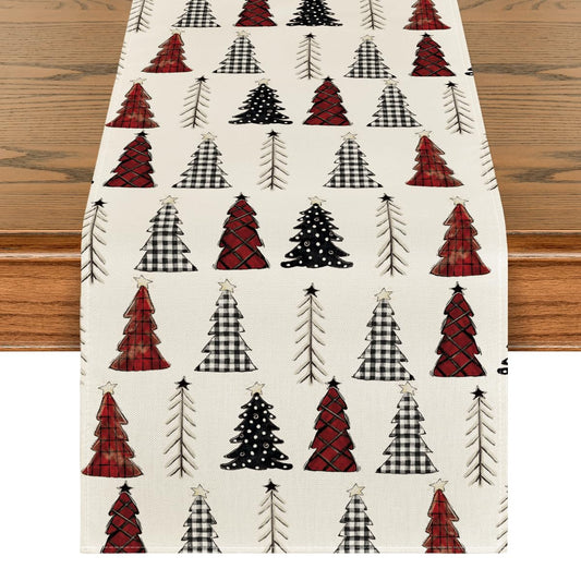 Artoid Mode Xmas Tree Christmas Table Runner, Seasonal Winter Kitchen Dining Table Decoration for Home Party Decor 13x72 Inch