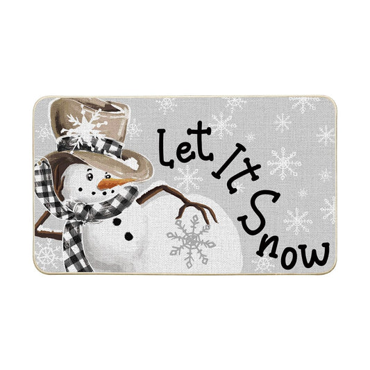 Artoid Mode Grey Snowflakes Snowman Let It Snow Winter Doormat, Christmas Home Decor Low-Profile Switch Rug Door Mat Floor Mat for Indoor Outdoor 17x29 Inch