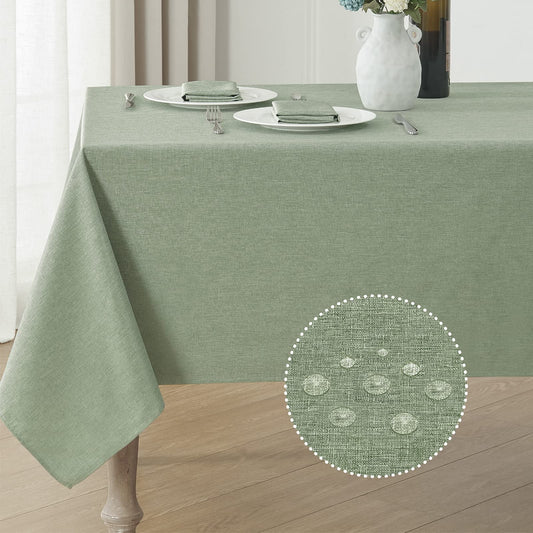 Stain and Wrinkle Resistant Fitable Fern Green Table Cloth Rectangle 60x84 Inch, Reusable and Washable Polyester Fabric Table Covers for Party, Wedding and Banquet Decoration