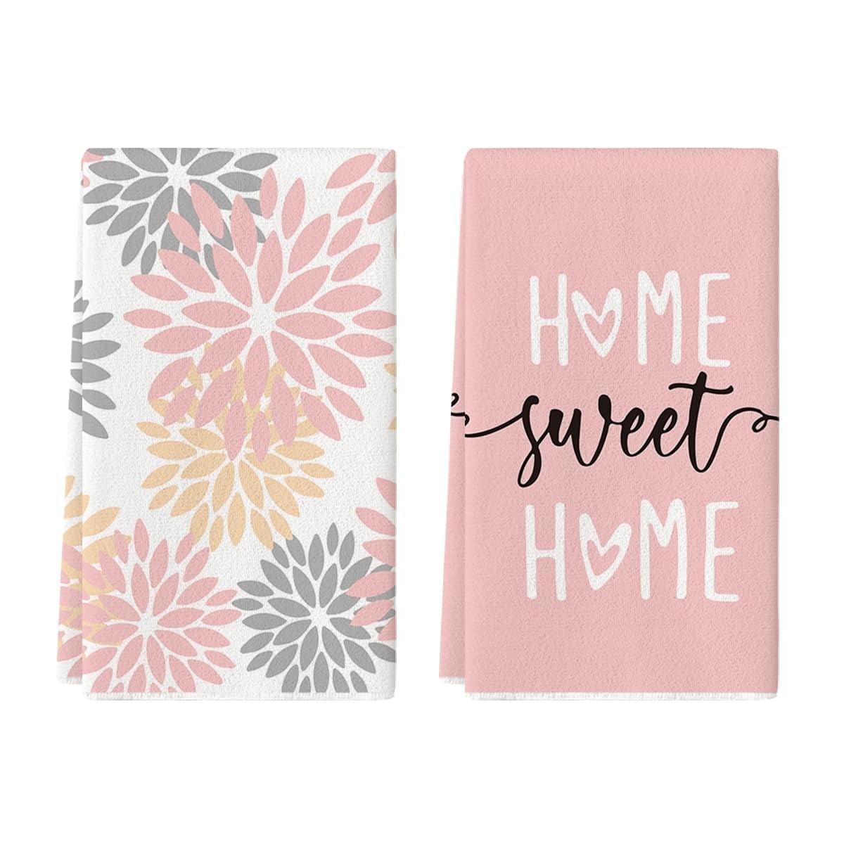 Pink Home Sweet Home Boho Kitchen Towels, 2 Count