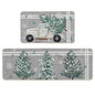 Artoid Mode Truck Pine Holly Stripes Christmas Decorative Kitchen Mats Set of 2, Home Decor Party Low-Profile Kitchen Rugs - 17x29 and 17x47 Inch