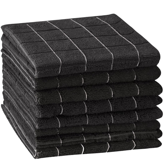 Microfiber Dish Towels Soft and Super Absorbent 12x12 Inch Set of 6 Home Kitchen Hand Towels Black