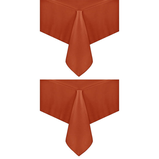 Set of 2 Stain and Wrinkle Resistant Fitable Hunter Rust Table Cloth Rectangle 60x140 Inch, Reusable and Washable Polyester Fabric Table Covers for Party, Wedding and Banquet Decoration