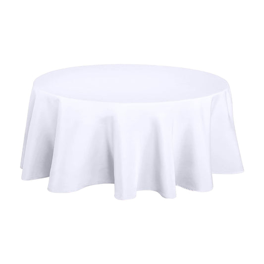 Round Tablecloth White - 60 Inch, Decorative Fabric Table Cover for Dining Table
