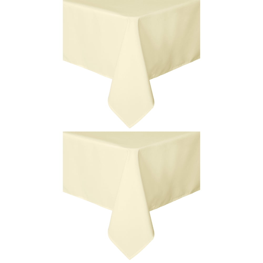 Set of 2 Stain and Wrinkle Resistant Fitable Beige Table Cloth Rectangle 60x104 Inch, Reusable and Washable Polyester Fabric Table Covers for Party, Wedding and Banquet Decoration