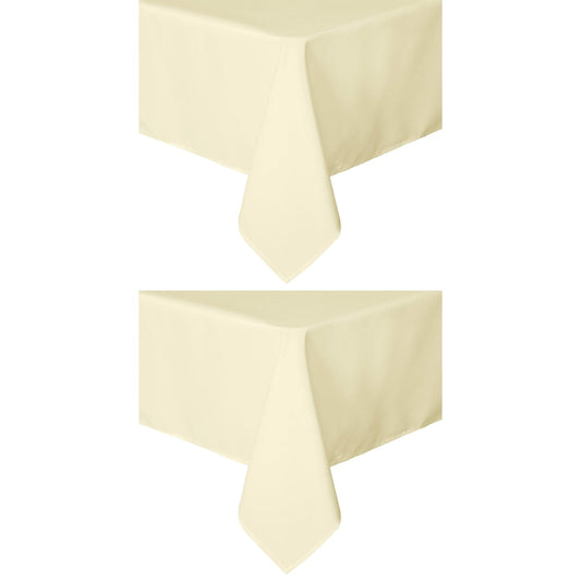 Set of 2 Stain and Wrinkle Resistant Fitable Beige Table Cloth Rectangle 60x104 Inch, Reusable and Washable Polyester Fabric Table Covers for Party, Wedding and Banquet Decoration