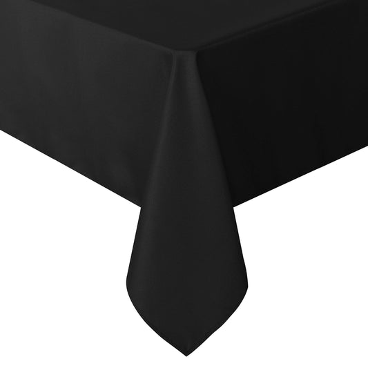 Wrinkle Resistant Fabric Dining Tablecloth 52 x 70 Inch, Solid Black Table Cover for Kitchen Outside Party