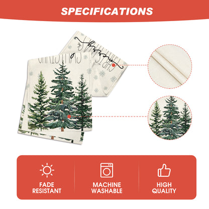 Artoid Mode Beige Pine Tree Snowflake Merry Christmas Table Runner, Seasonal Winter Xmas Holiday Kitchen Dining Table Decoration for Home Party Decor 13 x 72 Inch