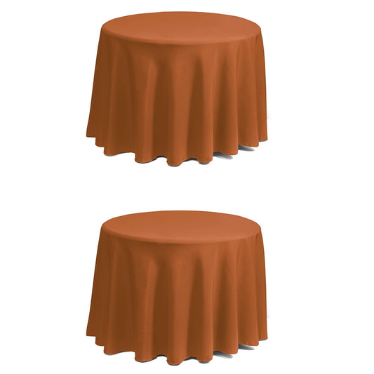Set of 2 Stain and Wrinkle Resistant Fitable Orange Table Cloth 70 Inch Round, Reusable and Washable Polyester Fabric Table Covers for Party, Wedding and Banquet Decoration