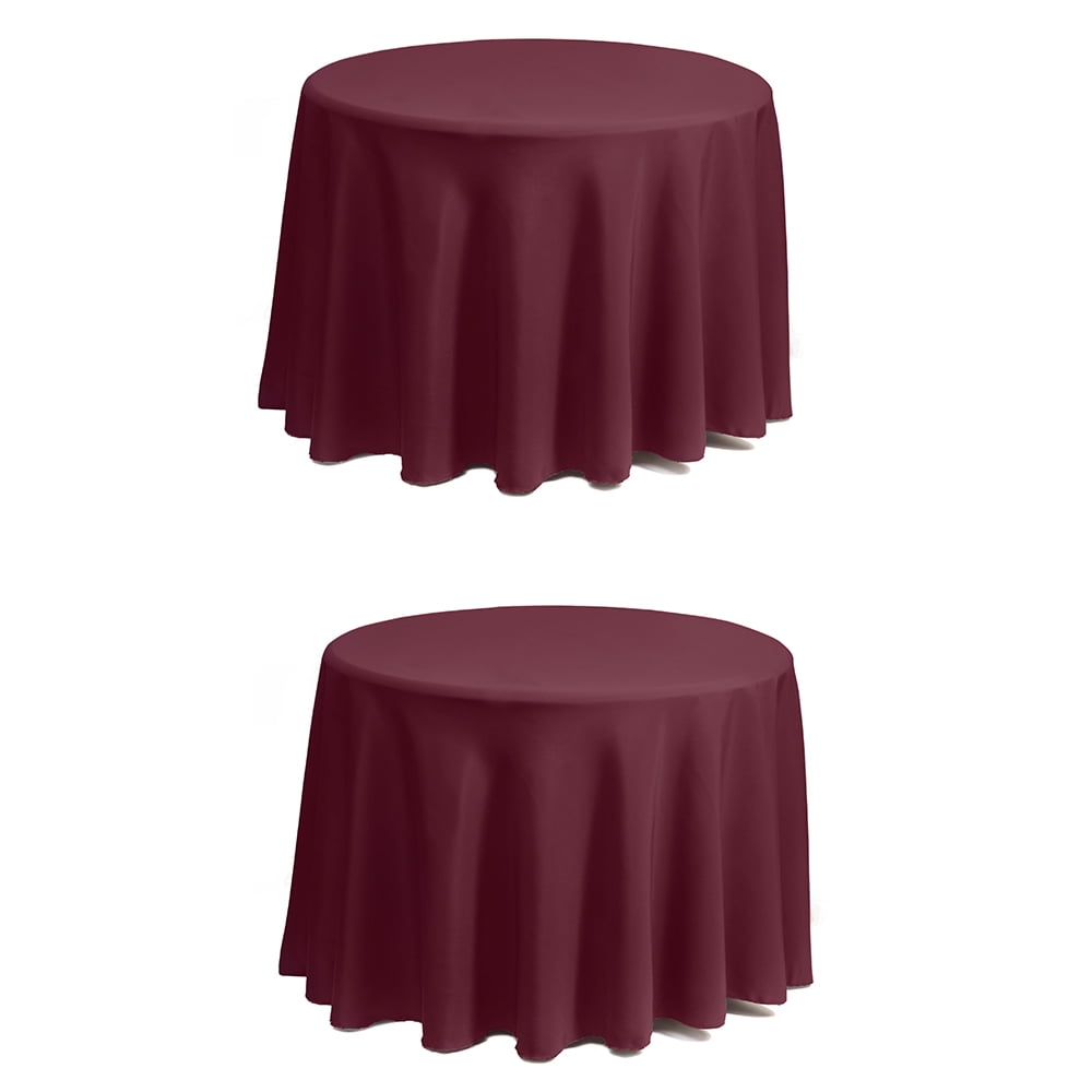 Set of 2 Stain and Wrinkle Resistant Fitable Burgundy Red Table Cloth 60 Inch Round, Reusable and Washable Polyester Fabric Table Covers for Party, Wedding and Banquet Decoration