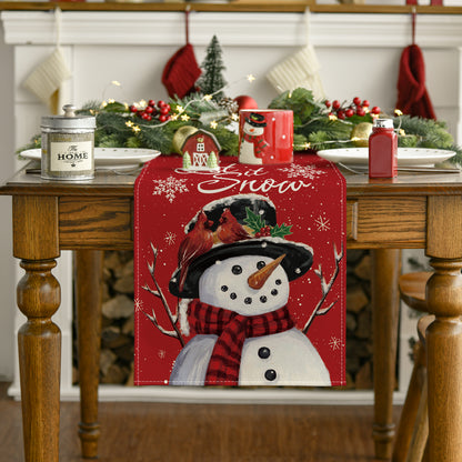 Artoid Mode Red Snowman Let It Snow Winter Table Runner, Seasonal Christmas Kitchen Dining Table Decoration for Home Party Indoor 13x72 Inch