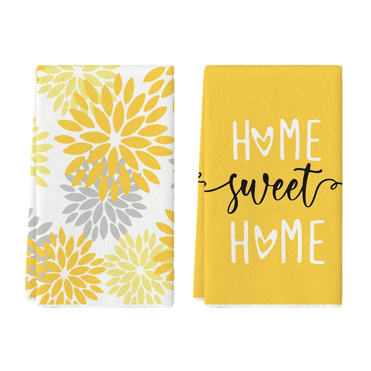 Home Sweet Home Boho Kitchen Towels, Yellow, 2 Count