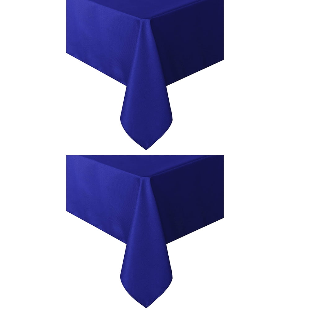 Set of 2 Stain and Wrinkle Resistant Fitable Navy Blue Table Cloth Rectangle 60x140 Inch, Reusable and Washable Polyester Fabric Table Covers for Party, Wedding and Banquet Decoration
