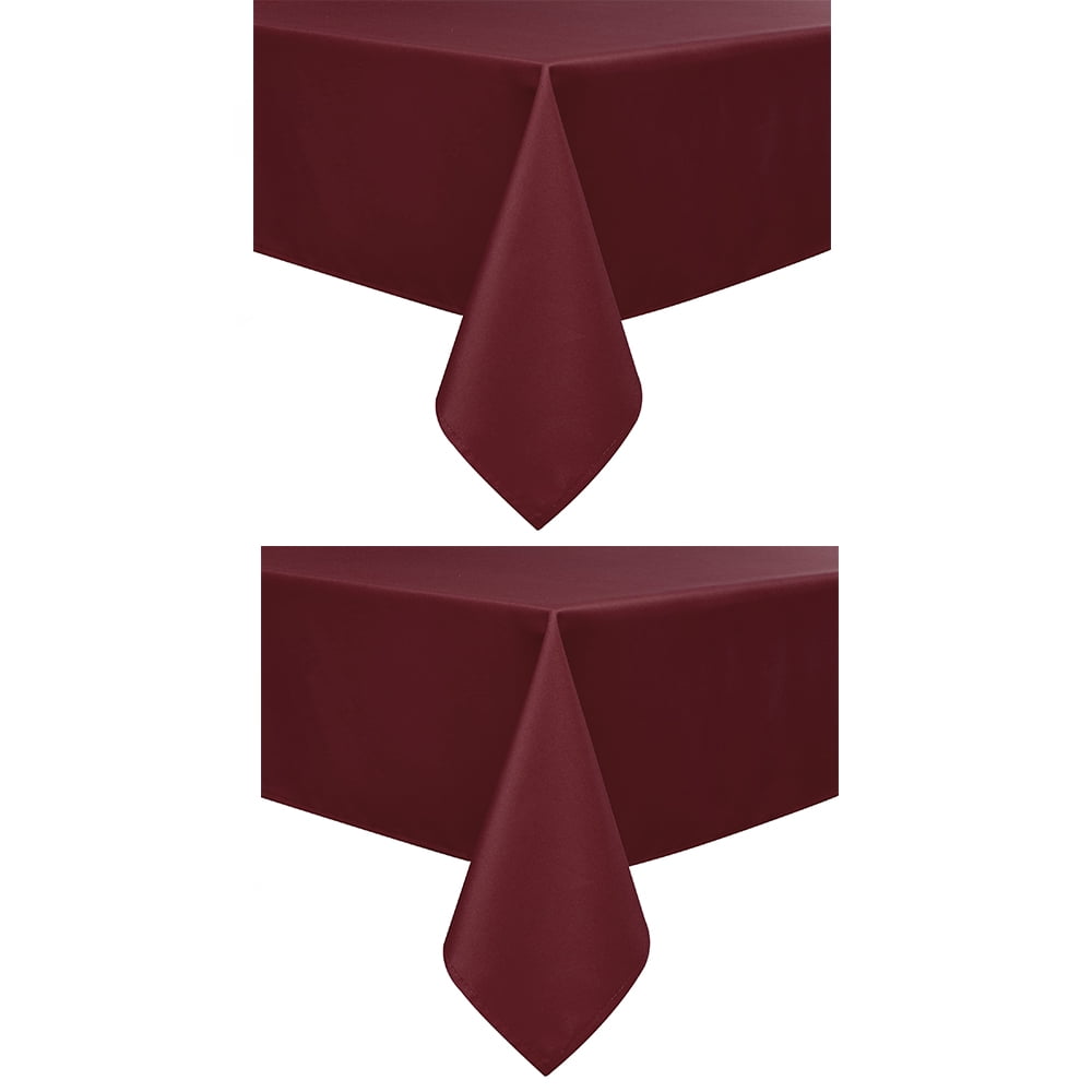 Set of 2 Stain and Wrinkle Resistant Fitable Burgundy Red Table Cloth Rectangle 60x84 Inch, Reusable and Washable Polyester Fabric Table Covers for Party, Wedding and Banquet Decoration