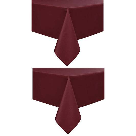 Set of 2 Stain and Wrinkle Resistant Fitable Burgundy Red Table Cloth Rectangle 60x84 Inch, Reusable and Washable Polyester Fabric Table Covers for Party, Wedding and Banquet Decoration